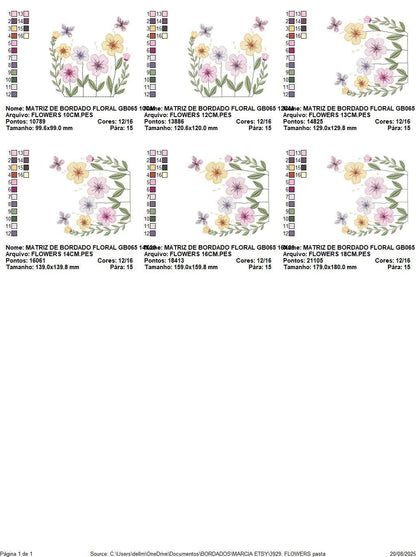 Flower Garden embroidery designs - Flower and Butterfly machine embroidery pattern - Floral bouquet Kitchen Towel - Instant digital download