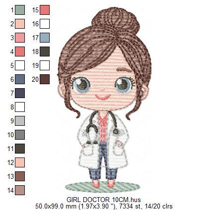 Doctor embroidery designs - Hospital Nurse machine embroidery pattern - Baby girl Medical Health Doctor file - Instant digital download pes