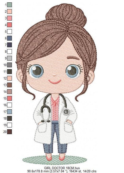 Doctor embroidery designs - Hospital Nurse machine embroidery pattern - Baby girl Medical Health Doctor file - Instant digital download pes