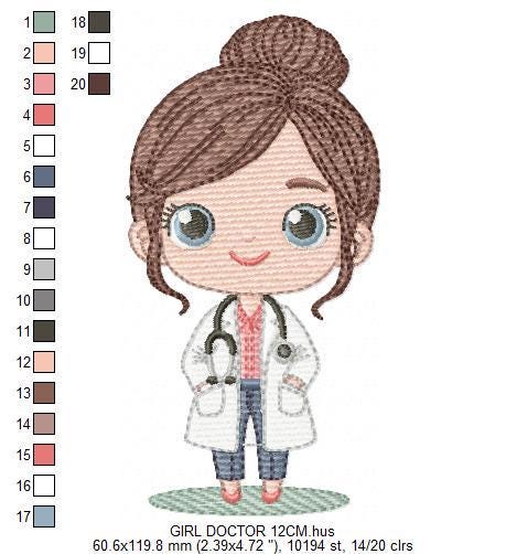 Doctor embroidery designs - Hospital Nurse machine embroidery pattern - Baby girl Medical Health Doctor file - Instant digital download pes