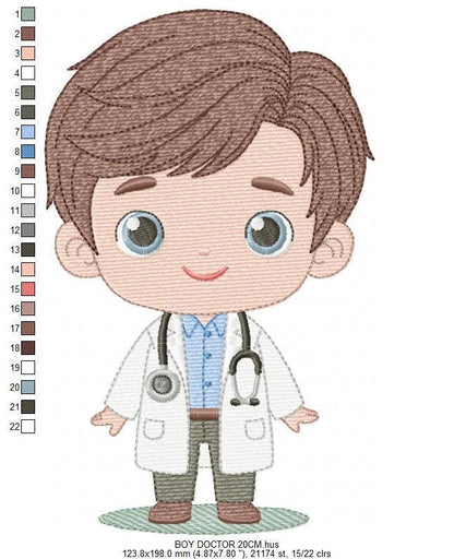 Doctor embroidery designs - Hospital Nurse machine embroidery pattern - Baby boy Medical Health Doctor file - Instant digital download pes