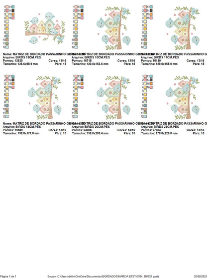 Bird Family embroidery designs - Bird House machine embroidery pattern - Baby Birds with tree - Instant digital download pes jef dst hus dst