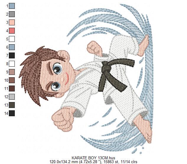 Karate Fighter embroidery designs - Baby Boy athlete with kimono machine embroidery file - Instant digital download pes jef dst hus vp3 xxx