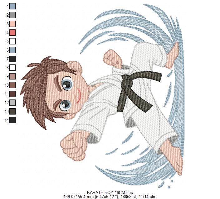 Karate Fighter embroidery designs - Baby Boy athlete with kimono machine embroidery file - Instant digital download pes jef dst hus vp3 xxx