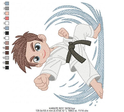Karate Fighter embroidery designs - Baby Boy athlete with kimono machine embroidery file - Instant digital download pes jef dst hus vp3 xxx