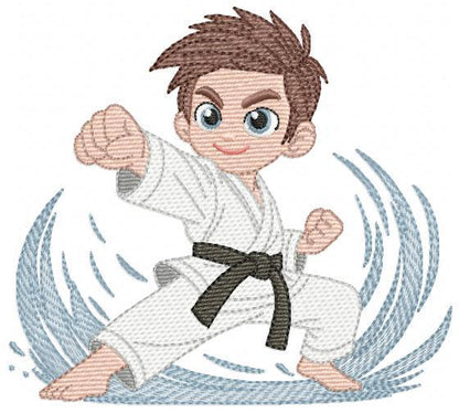 Karate Fighter embroidery designs - Baby Boy athlete with kimono machine embroidery file - Instant digital download pes jef dst hus vp3 xxx