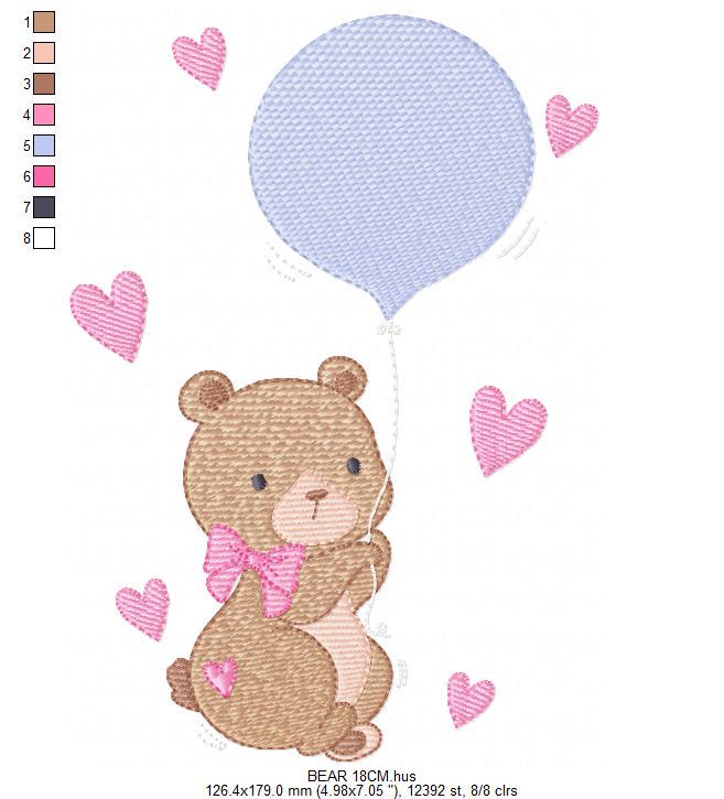 Bear with balloons embroidery designs - Teddy bear with toys embroidery design machine embroidery pattern - Baby party - Instant download