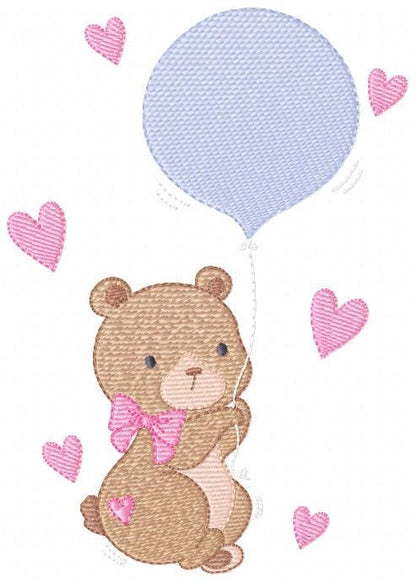 Bear with balloons embroidery designs - Teddy bear with toys embroidery design machine embroidery pattern - Baby party - Instant download