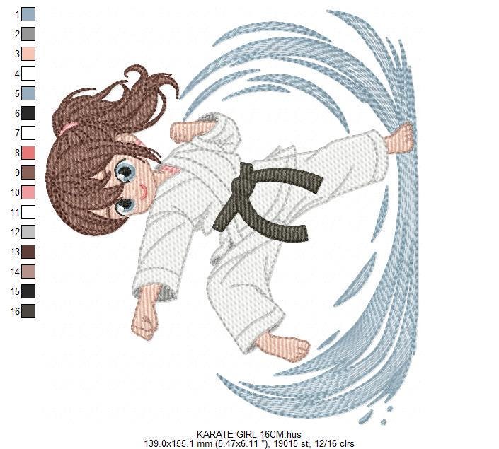 Karate Fighter embroidery designs - Baby girl athlete with kimono machine embroidery file - Instant digital download pes jef dst hus vp3 xxx