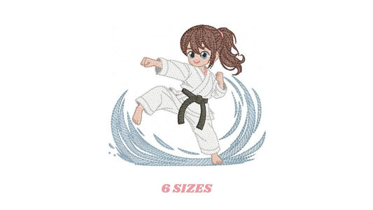 Karate Fighter embroidery designs - Baby girl athlete with kimono machine embroidery file - Instant digital download pes jef dst hus vp3 xxx