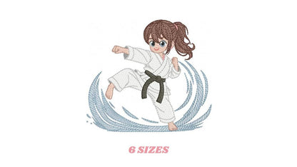 Karate Fighter embroidery designs - Baby girl athlete with kimono machine embroidery file - Instant digital download pes jef dst hus vp3 xxx