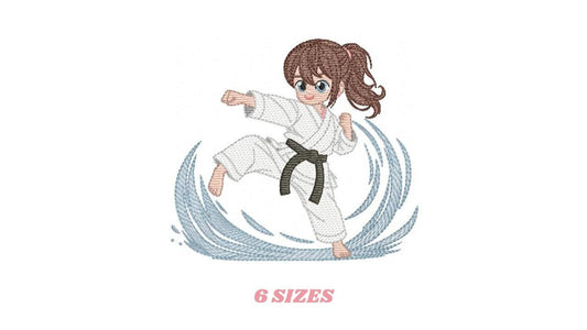 Karate Fighter embroidery designs - Baby girl athlete with kimono machine embroidery file - Instant digital download pes jef dst hus vp3 xxx