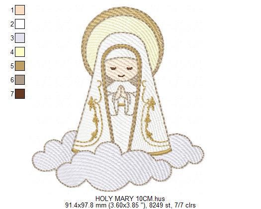 Holy Mary embroidery designs - Holy Virgin Mary machine embroidery pattern - Catholic religious file - Hail Mary - Instant digital download
