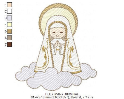Holy Mary embroidery designs - Holy Virgin Mary machine embroidery pattern - Catholic religious file - Hail Mary - Instant digital download