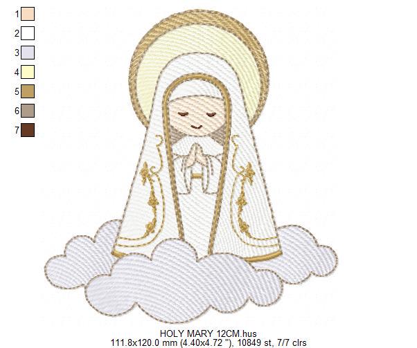 Holy Mary embroidery designs - Holy Virgin Mary machine embroidery pattern - Catholic religious file - Hail Mary - Instant digital download