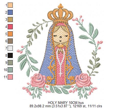 Holy Mary embroidery designs - Holy Virgin Mary machine embroidery pattern - Catholic religious file - Hail Mary - Instant digital download