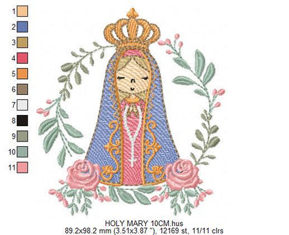 Holy Mary embroidery designs - Holy Virgin Mary machine embroidery pattern - Catholic religious file - Hail Mary - Instant digital download