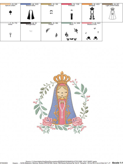 Holy Mary embroidery designs - Holy Virgin Mary machine embroidery pattern - Catholic religious file - Hail Mary - Instant digital download