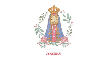 Holy Mary embroidery designs - Holy Virgin Mary machine embroidery pattern - Catholic religious file - Hail Mary - Instant digital download