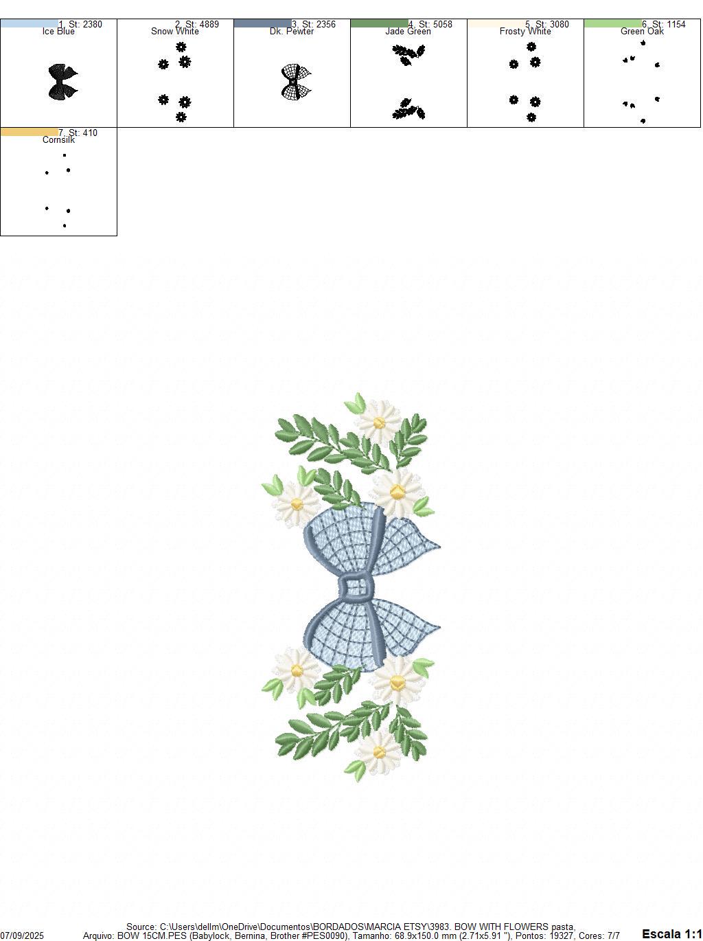 Flowers with lace embroidery designs - Blue Bow with daisies machine embroidery pattern - Floral Kitchen towel - instant digital download