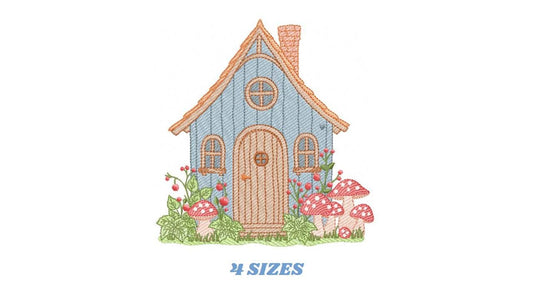 Fairytale Magical House embroidery designs - Fairy house with mushrooms machine embroidery pattern - Baby girl file - Instant download pes