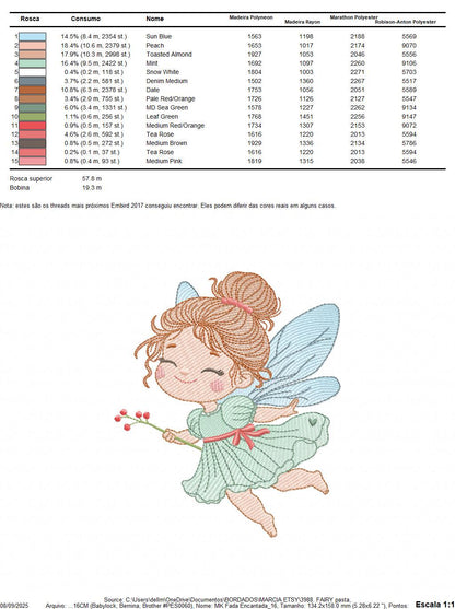 Fairy with flowers embroidery designs - Fairy with wings machine embroidery pattern - Magical Pixie file - Instant Digital Download pes jef
