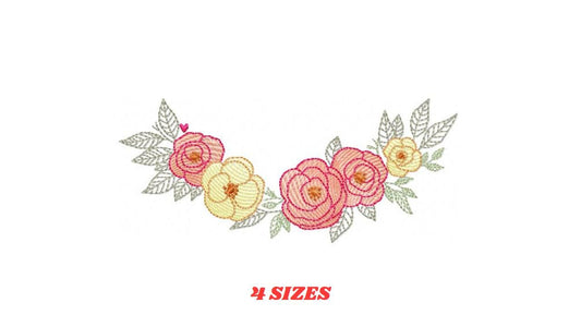 Flower line embroidery designs - Roses Divider machine embroidery pattern - Kitchen towel file - Instant download pes jef dst vp3 hus xxx