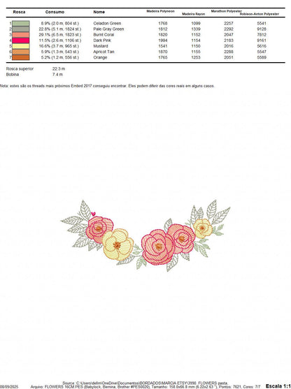 Flower line embroidery designs - Roses Divider machine embroidery pattern - Kitchen towel file - Instant download pes jef dst vp3 hus xxx