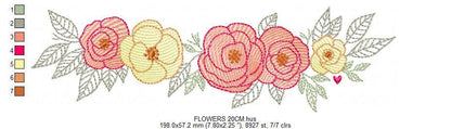 Flower line embroidery designs - Roses Divider machine embroidery pattern - Kitchen towel file - Instant download pes jef dst vp3 hus xxx