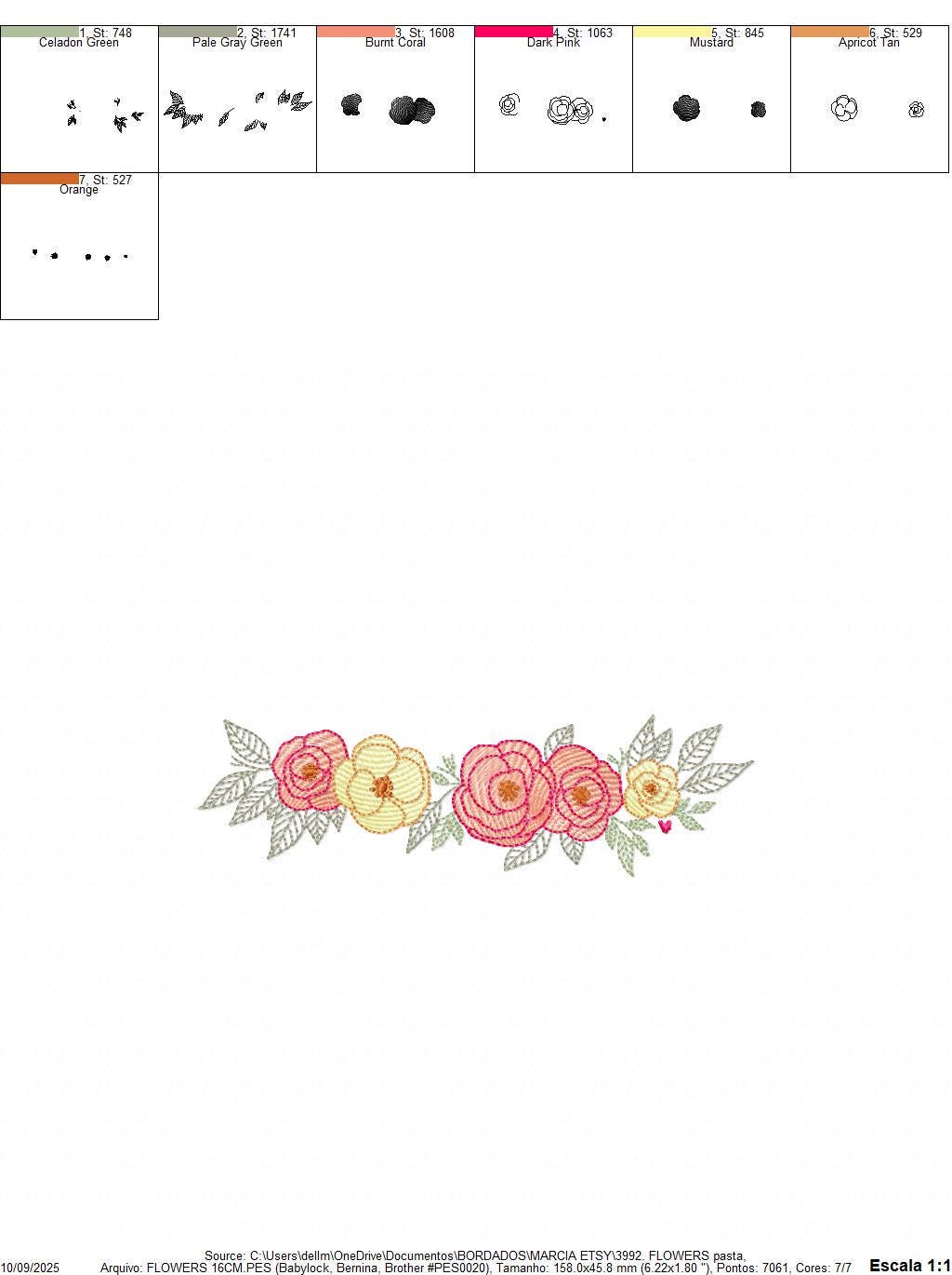 Flower line embroidery designs - Roses Divider machine embroidery pattern - Kitchen towel file - Instant download pes jef dst vp3 hus xxx