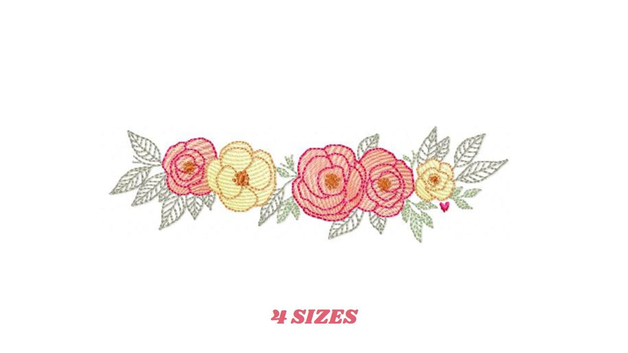 Flower line embroidery designs - Roses Divider machine embroidery pattern - Kitchen towel file - Instant download pes jef dst vp3 hus xxx
