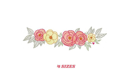 Flower line embroidery designs - Roses Divider machine embroidery pattern - Kitchen towel file - Instant download pes jef dst vp3 hus xxx
