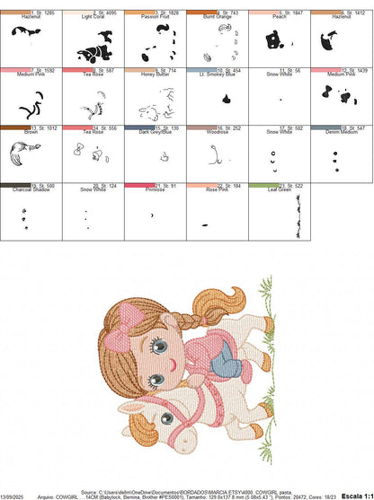 Cowgirl embroidery design - Baby girl with horse machine embroidery pattern - Equestrienne Horsewoman - Cowboy with Horse - Instant download