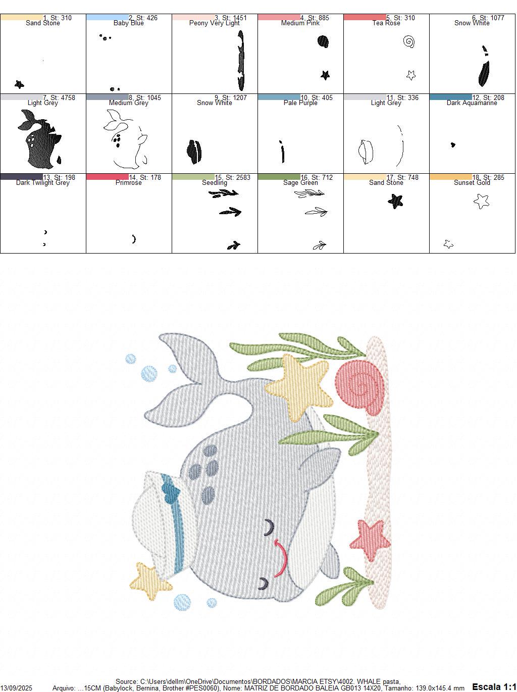 Whale embroidery designs - Ocean Animal Big Fish machine embroidery pattern - Sea Life Baby Boy file - Instant digital download pes jef dst