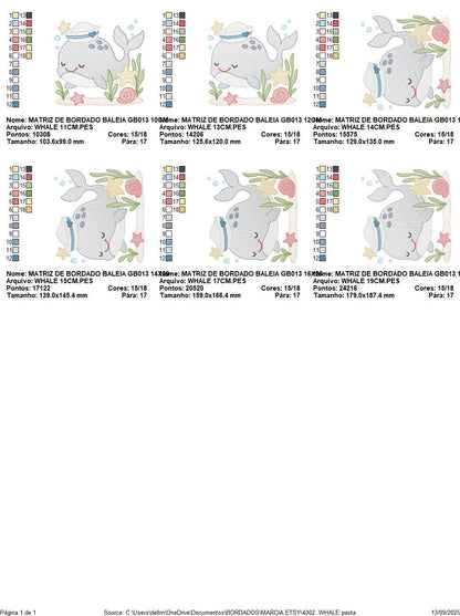 Whale embroidery designs - Ocean Animal Big Fish machine embroidery pattern - Sea Life Baby Boy file - Instant digital download pes jef dst
