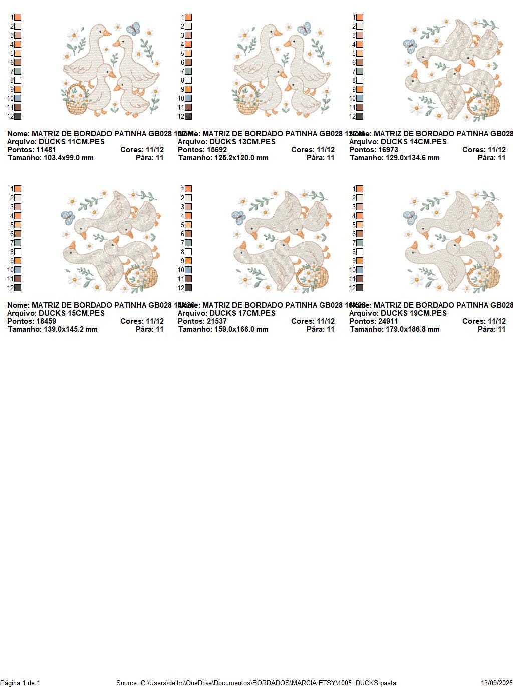 Goose Family embroidery designs - Ducks with flowers machine embroidery pattern - Farm ranch animals - Instant digital download pes jef dst
