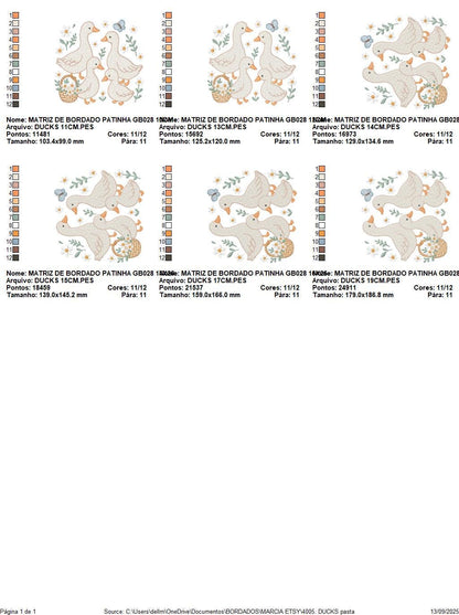 Goose Family embroidery designs - Ducks with flowers machine embroidery pattern - Farm ranch animals - Instant digital download pes jef dst