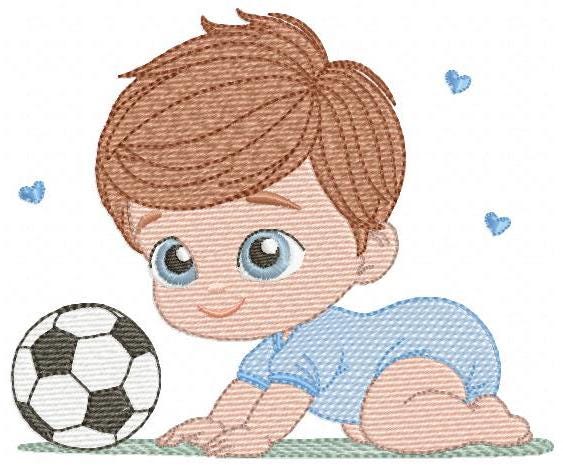 Baby boy embroidery designs - Soccer embroidery design machine embroidery file - Soccer player with ball embroidery - instant download pes