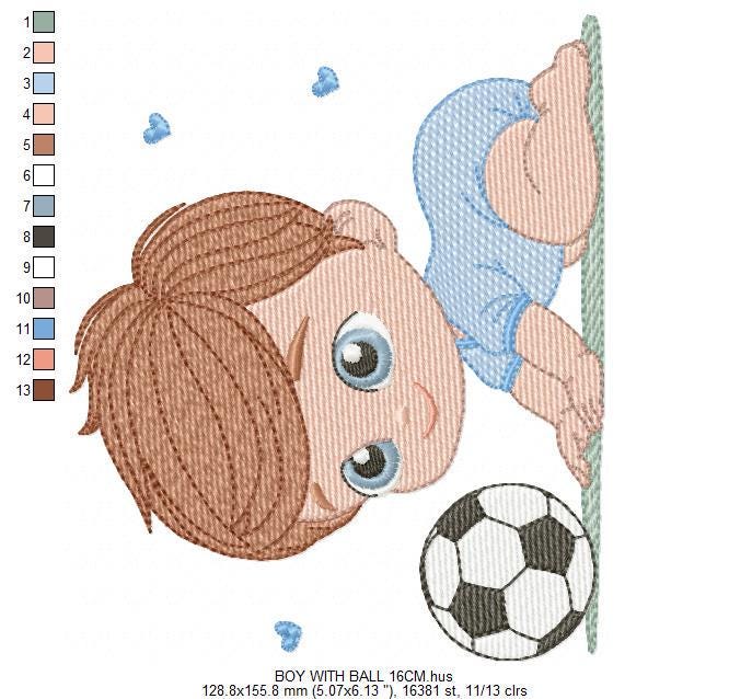 Baby boy embroidery designs - Soccer embroidery design machine embroidery file - Soccer player with ball embroidery - instant download pes