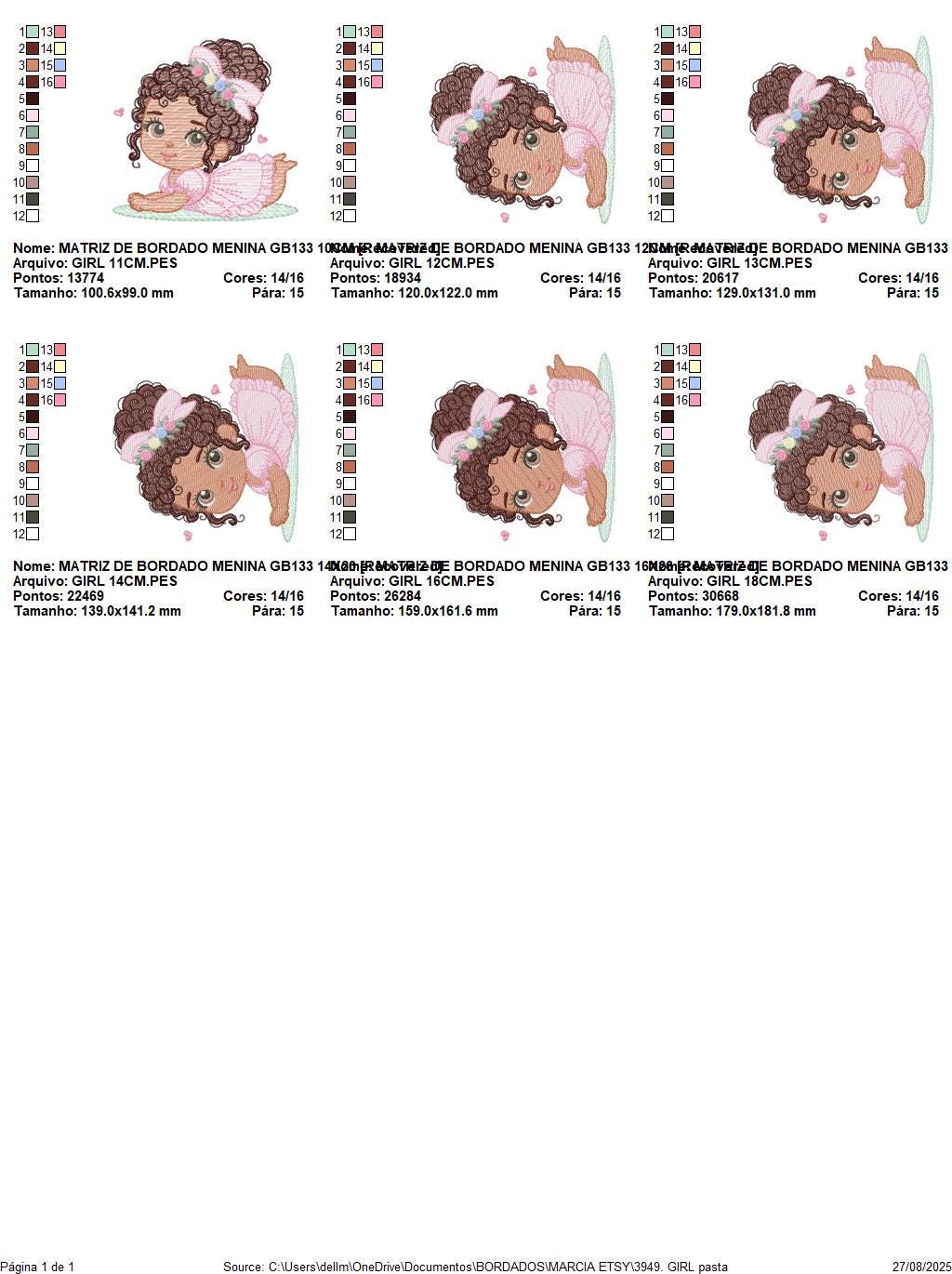 Baby Girl with Black Curly Long Hair embroidery designs - Girl with lace and flowers machine embroidery pattern - Instant download pes jef