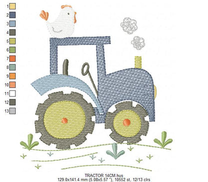 Farm Tractor embroidery designs - Car Truck machine embroidery pattern - Baby boy file - Instant digital download pes jef dst hus vp3 xxx