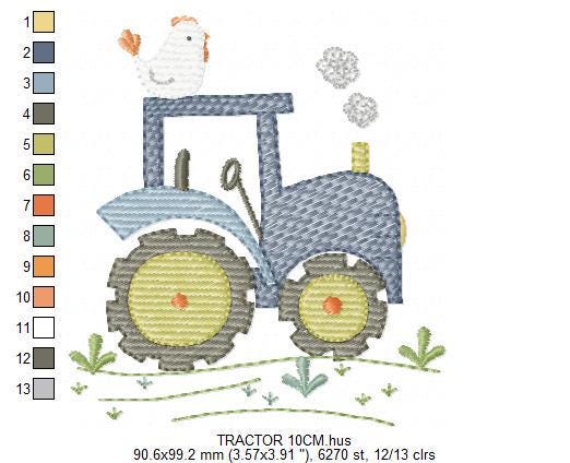 Farm Tractor embroidery designs - Car Truck machine embroidery pattern - Baby boy file - Instant digital download pes jef dst hus vp3 xxx