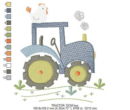 Farm Tractor embroidery designs - Car Truck machine embroidery pattern - Baby boy file - Instant digital download pes jef dst hus vp3 xxx