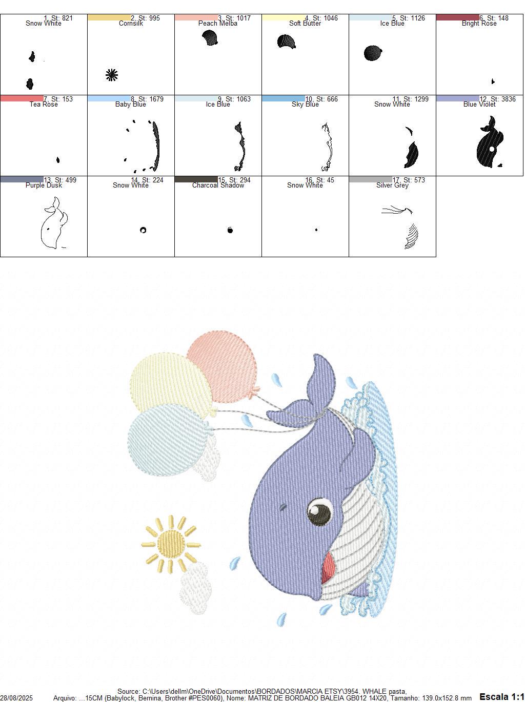 Whale embroidery designs - Ocean Animal Big Fish with balloons machine embroidery pattern - Sea Life Baby Boy - Instant digital download pes