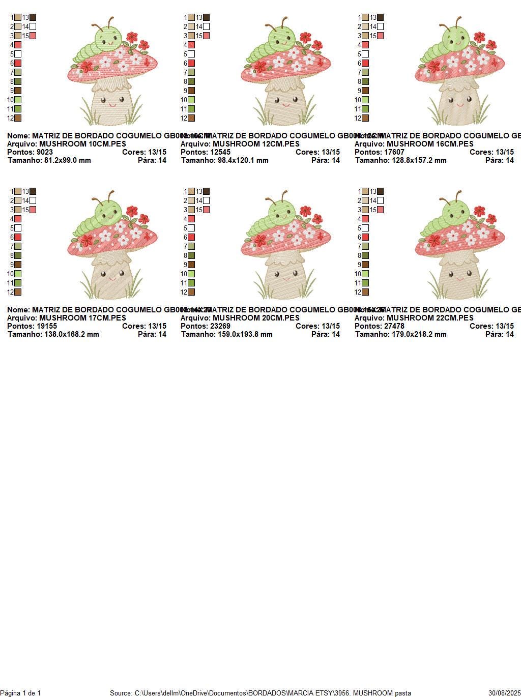 Caterpillar and Mushroom embroidery designs - Red Toad with flowers machine embroidery pattern - Magical Garden Forest - Instant download