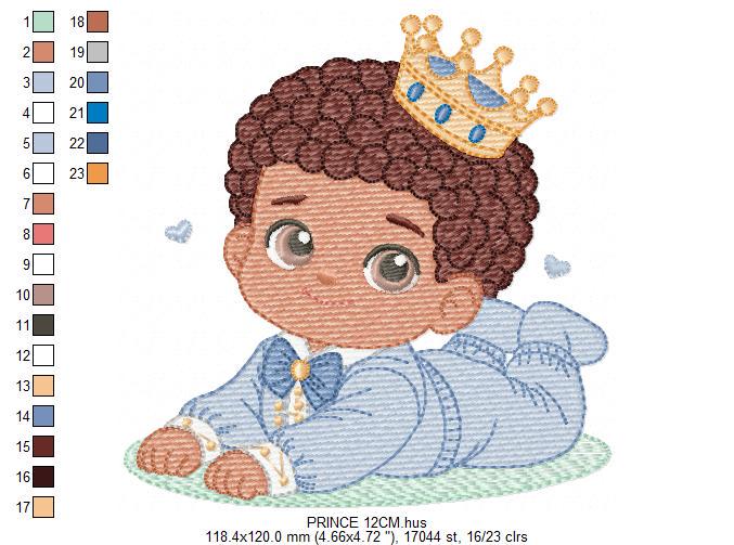 Prince embroidery designs - Baby boy with crown machine embroidery pattern - Infant Toddler file - Instant digital download pes jef dst hus