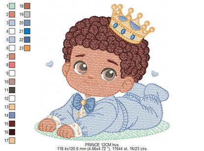 Prince embroidery designs - Baby boy with crown machine embroidery pattern - Infant Toddler file - Instant digital download pes jef dst hus