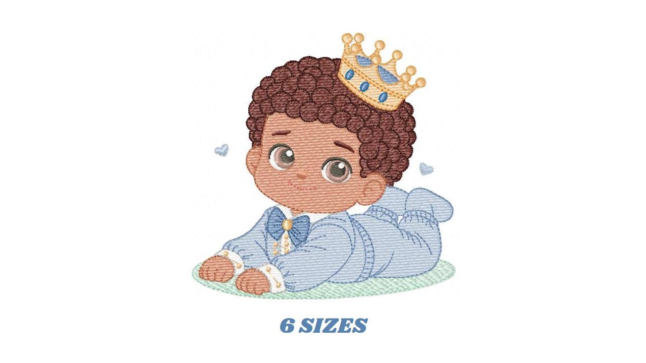 Prince embroidery designs - Baby boy with crown machine embroidery pattern - Infant Toddler file - Instant digital download pes jef dst hus