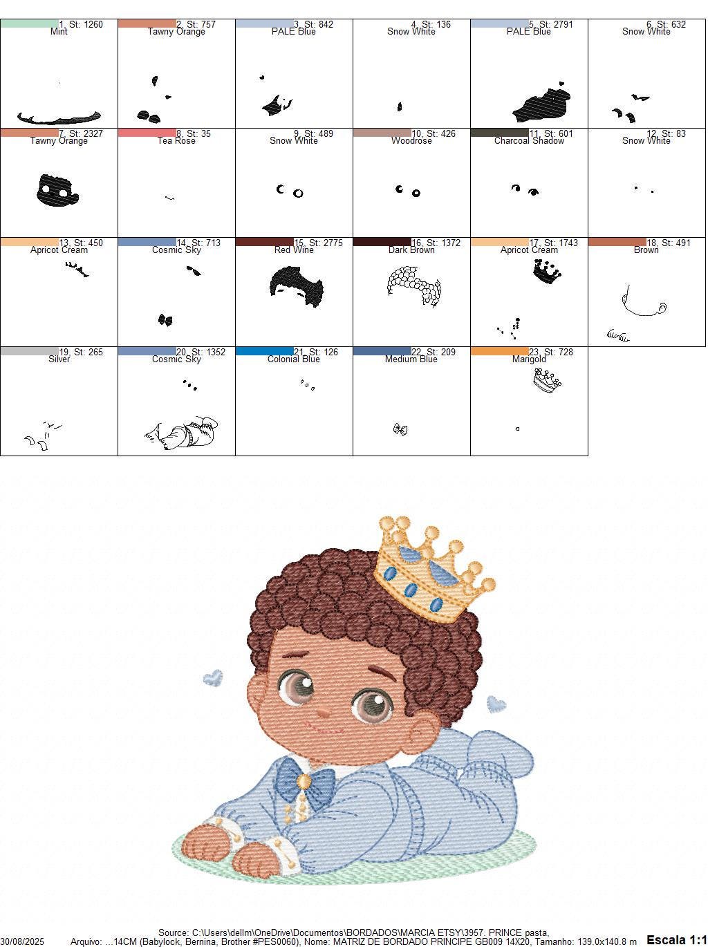 Prince embroidery designs - Baby boy with crown machine embroidery pattern - Infant Toddler file - Instant digital download pes jef dst hus