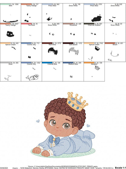 Prince embroidery designs - Baby boy with crown machine embroidery pattern - Infant Toddler file - Instant digital download pes jef dst hus